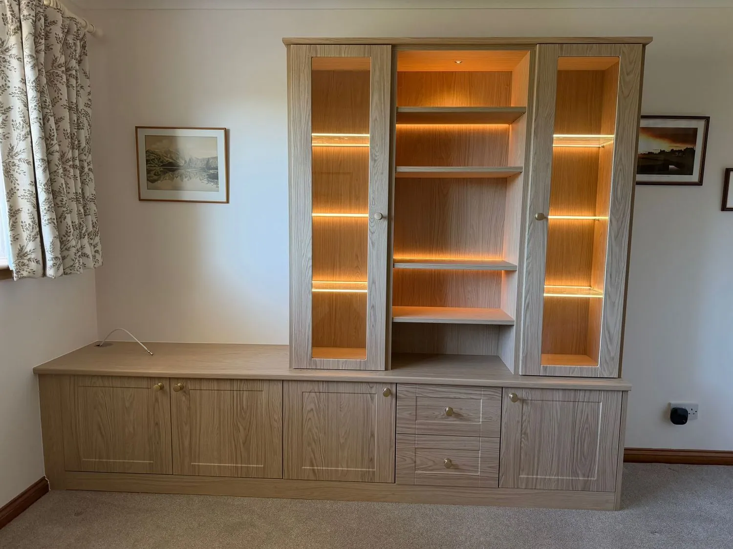Built-in oak dresser