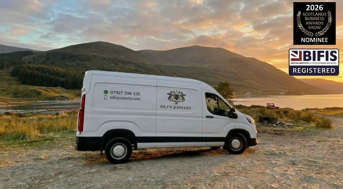 Oli's Joinery van in the Scottish Highlands